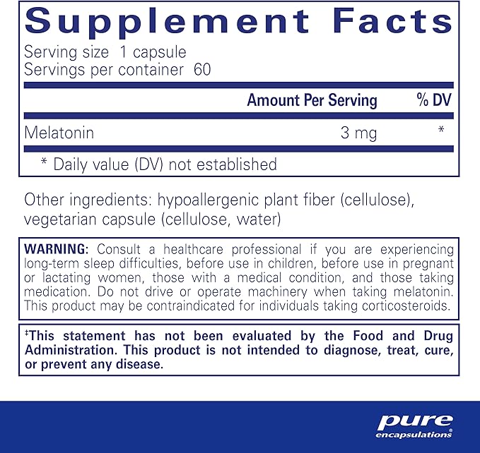Pure Encapsulations Melatonin 3 mg 60 Capsules