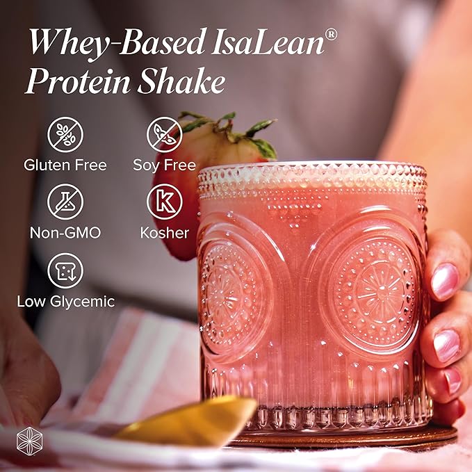 IsaLean Protein Shake - Complete Superfood Meal Replacement for Maintaining Healthy Weight and Lean Muscle Growth with 24 Vitamins and Minerals - 27.7 oz - 14 Meal Canister (Strawberry Cream) - Canister