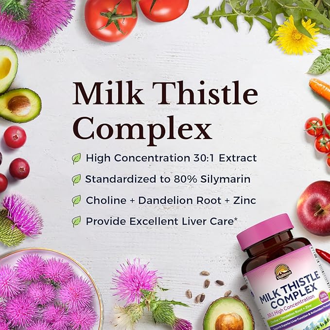 VITALITOWN Milk Thistle Complex 30X Extract 80% Silymarin 600 mg 60 Veggie