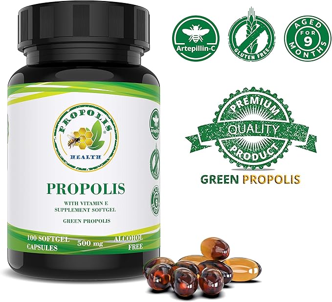 Propolis Health Propolis Capsules 1000mg-Daily 2 Capsules 50 Days (100 Capsules)