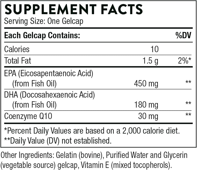 THORNE Omega-3 with CoQ10 Omega-3 Fatty CoQ10 - 90 Gelcaps