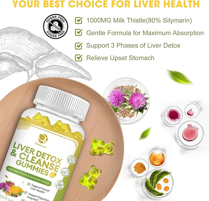 Liver Cleanse Detox & Repair Gummies 24 Potent w/3000MG Milk -120 Count