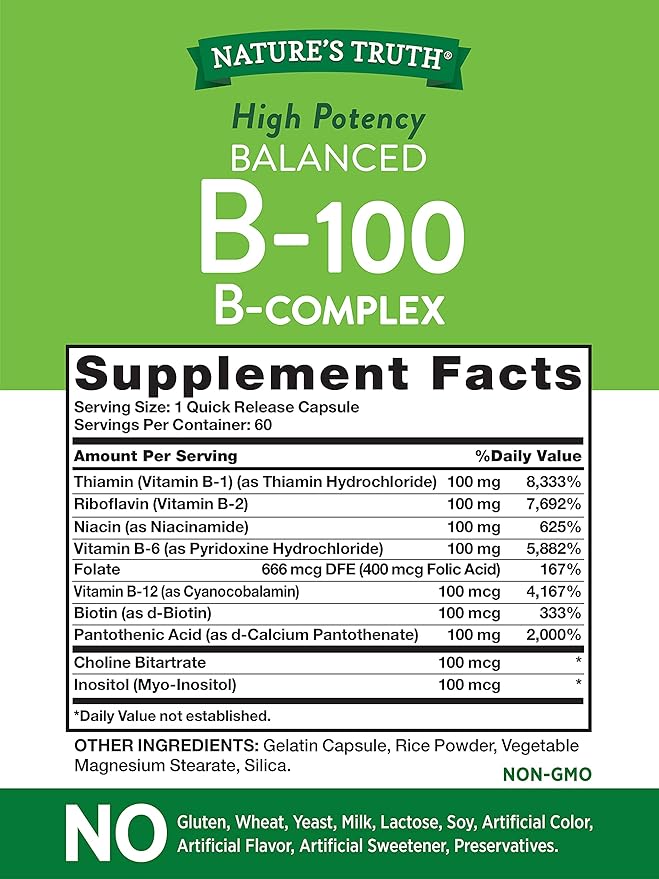 Nature's Truth Vitamin B Complex 60 Capsules B-100 |