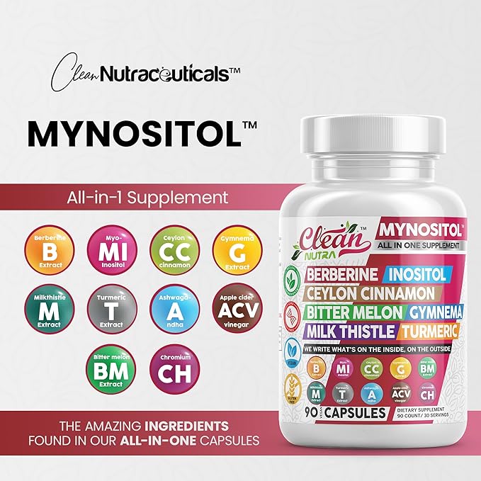 Clean Nutra Berberine Inositol Supplement 90 Vegan