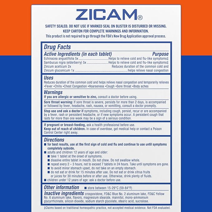 Zicam Cold & Flu-Like Symptoms 20 Tablets