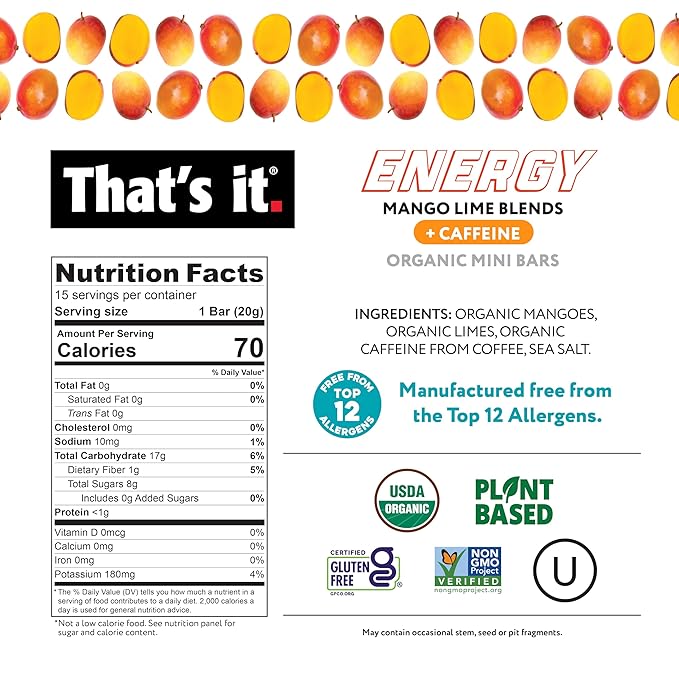 That's it. Fruit Blends Energy Bar - 18 Count Variety Pack (6 each of Tropical Passion, Mango Lime, Pina Colada)