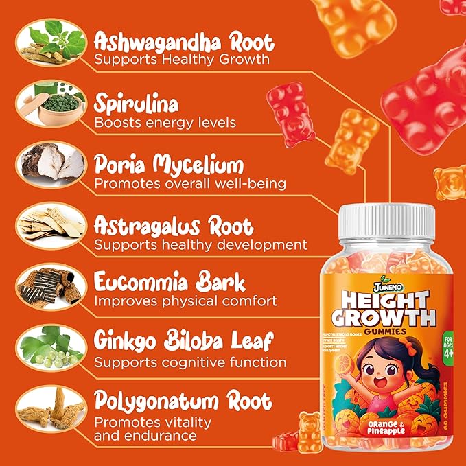 Height Growth Vitamins Supplement Gummies - Grow Taller for Teens Kids Boys Girls - Natural Height Increaser Maximizer Multivitamin