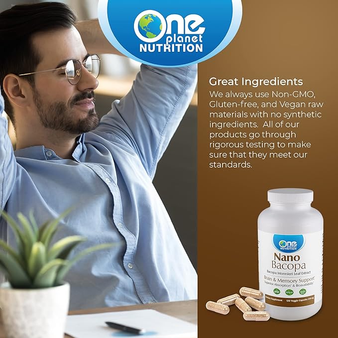 Nano Bacopa 250 mg, Bacopa Monnieri 120 Capsules