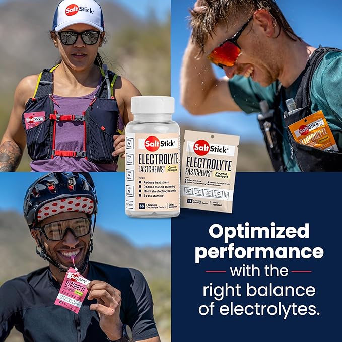 SaltStick Electrolyte FastChews Chewable Tablets | 120 Count - Coconut Pineapple | Salt Tablets for Runners, Sports Nutrition, Hydration Tablets, Electrolyte Chews | 12 Packets of 10 Tablets Each