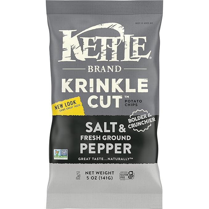 Kettle Foods Potato Chips Krinkle Salt & Fresh Ground Pepper, 5 Oz