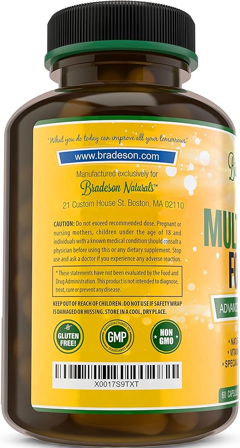 Men's Multivitamin Supplement for Energy, Focus B12, Zinc, 60 Capsules