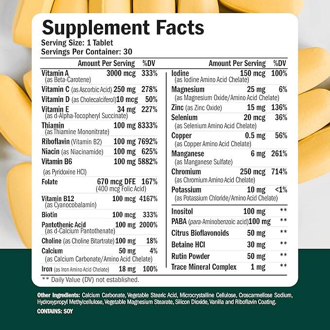 Multivitamin for Men B12, Zinc,