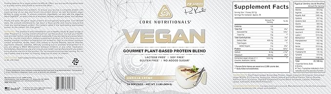 Core Nutritionals Platinum Vegan Gourmet Plant-Based 21 Grams