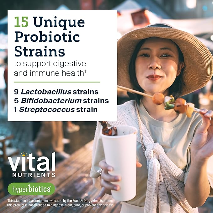 Hyperbiotics Vital Nutrients Pro-15 Pre + Probiotic 15 Strains| 60 Pearl