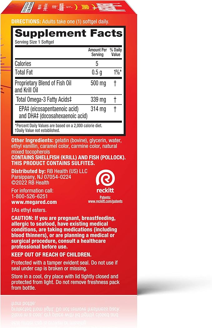 MegaRed Omega 3 Fish Oil & (80 Count 3 Fatty
