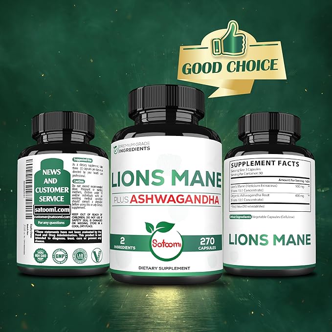 Satoomi Lions Mane Supplement Capsules 270 Capsules