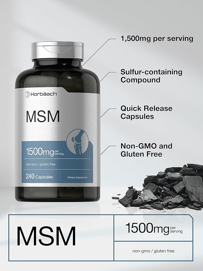 Horbäach MSM Supplement Capsules 1500mg | 240 Count