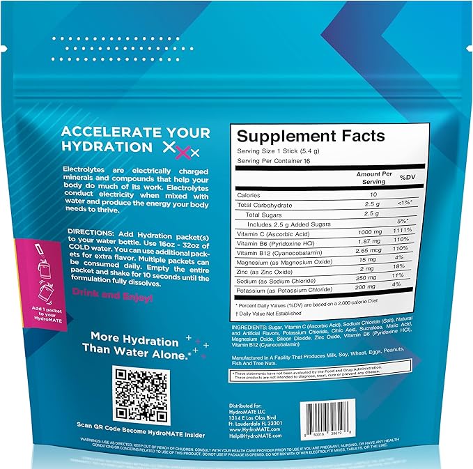 HydroMATE Electrolytes Powder Low Sugar 16 Count