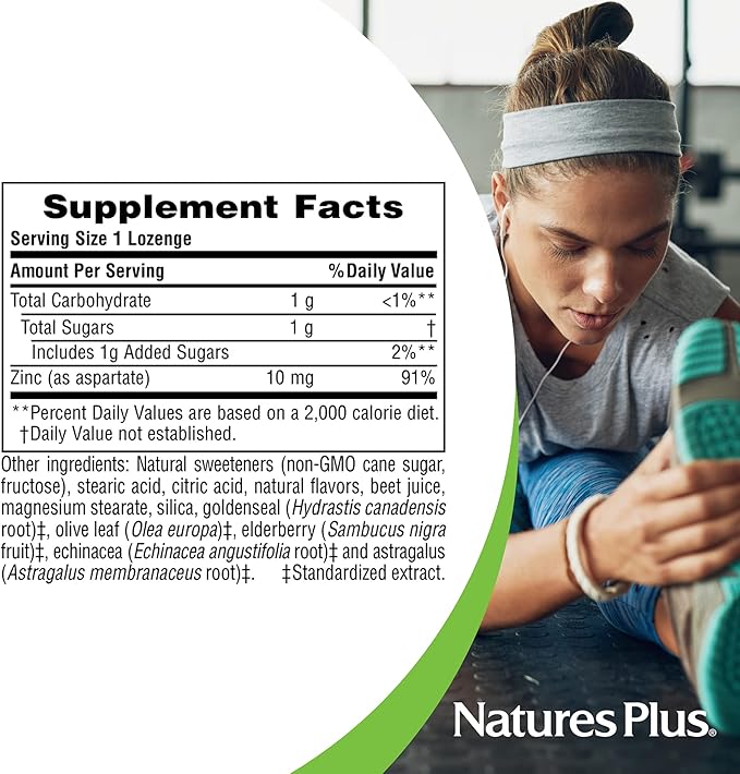 Natures Plus Herbal Actives ImmunActin 60 Zinc 2 - 120 Total
