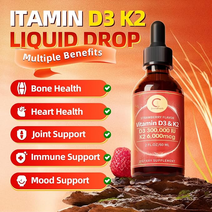 GPGP GreenPeople Vitamin D3 K2 Drops with MCT Oil 10000 IU - Maximum Strength Vitamin D Liquid, No Fillers, Non-GMO Liquid D3 for Faster Absorption and Immune Support (4 Fl OZ)