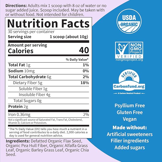 Garden of Life Organic Unflavored Fiber 30 servings