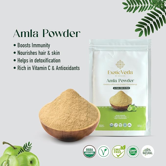Organic Amla Powder Herbal Supplement Indian 100% Natural, (100g)