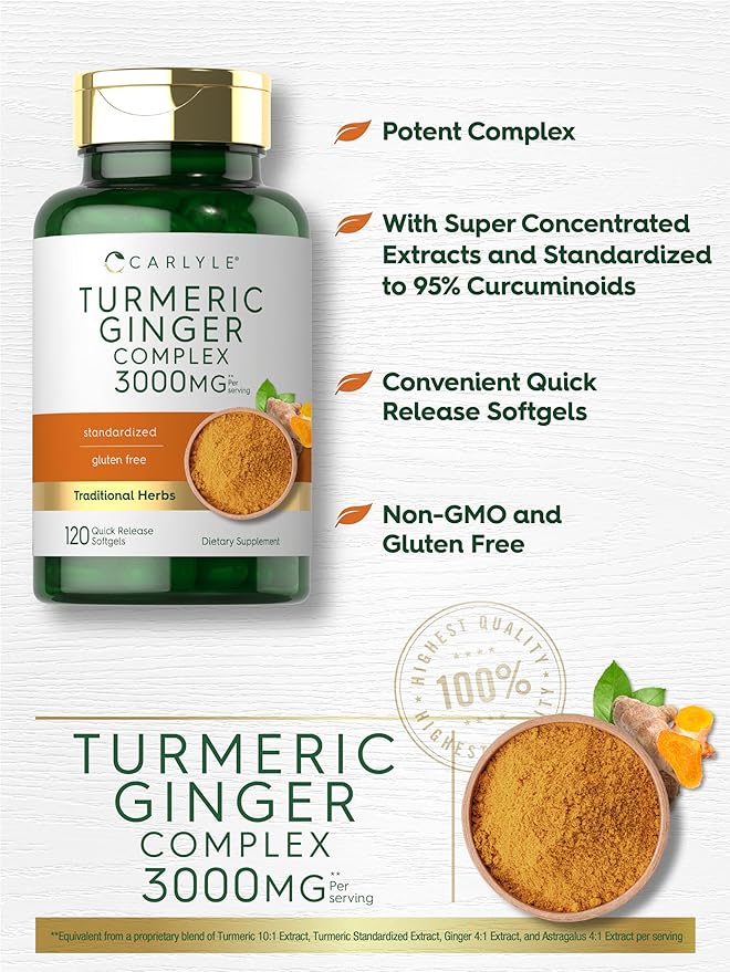 Carlyle Turmeric and Ginger Supplement 3000 mg 120 Softgel