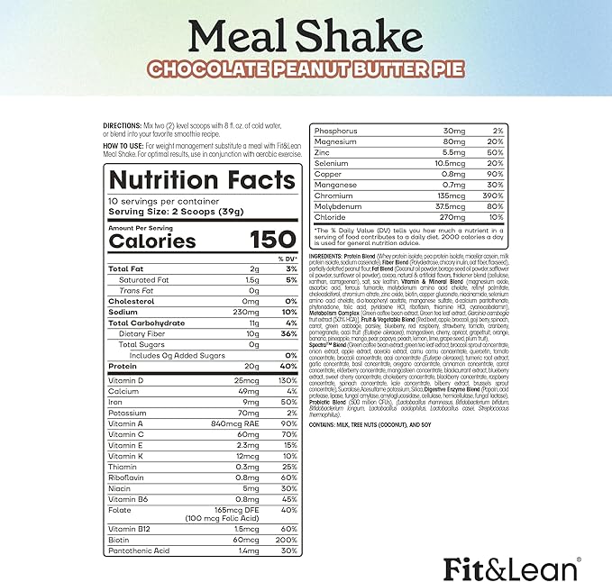Fit & Lean Meal Shake Meal 1lb, 10 10 Servings
