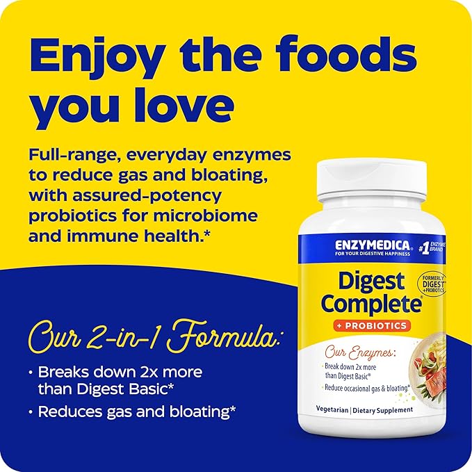 Enzymedica, Digest Complete + Probiotics, Full-Range, 800 Million 90 Count