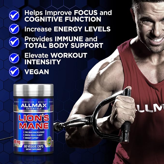 ALLMAX Lion’S Mane - 60 Veggie Capsules - Advanced Nootropic - 30 Servings