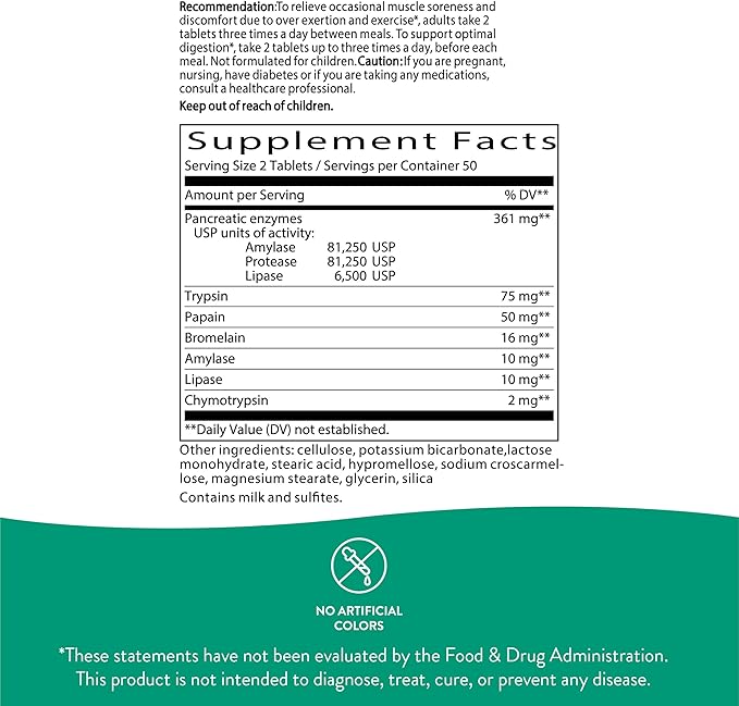 Nature's Way Mega-Zyme Systemic Enzymes, Relieves 100 Tablets