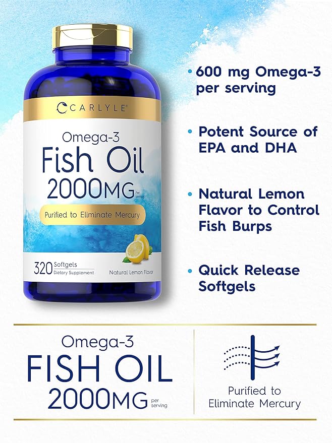 Carlyle Fish Oil Supplements 2000mg | 320 Softgels 600mg Total Omega-3 |