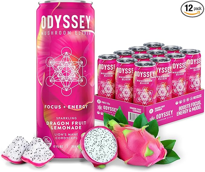 Odyssey Elixir Sparkling Adaptogen Drink, Low 12 Fl 12 Pack