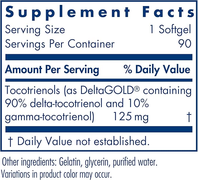 Nutricology Delta-Fraction Tocotrienols Dietary Supplement 90 Count, 125 mg