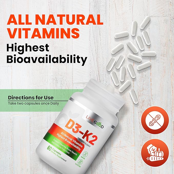 LIVEGOOD™ Vitamin D3 + K2 All 60 Capsules