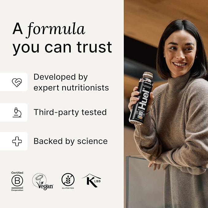Huel Black Edition Ready-to-Drink, Vanilla Meal Replacement Drink, 35g High Protein, 27 Vitamins and Minerals, Vegan, Gluten Free, Plant Based, High Fiber, Low Sugar, 16.9 Fl Oz (12 Pack)