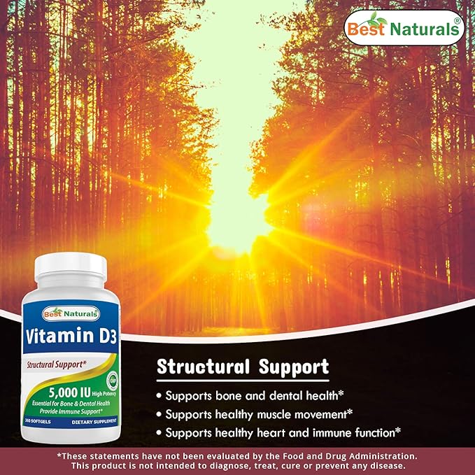 Best Naturals Vitamin D3 5000 IU 360 Softgels