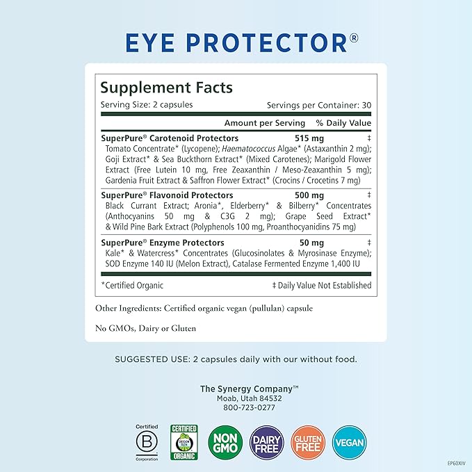 PURE SYNERGY Eye Protector 100% Natural, (60 Capsules)