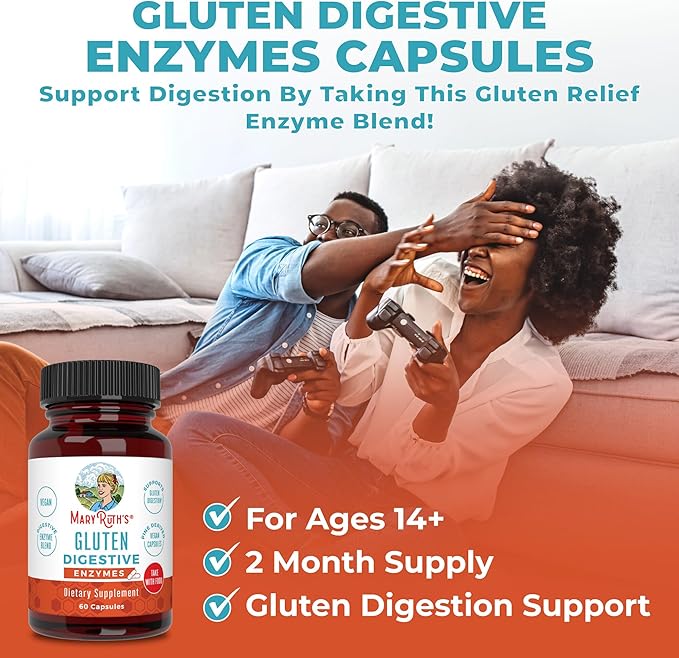 MaryRuth Organics Gluten Enzymes Capsules 2 Month 60 Count
