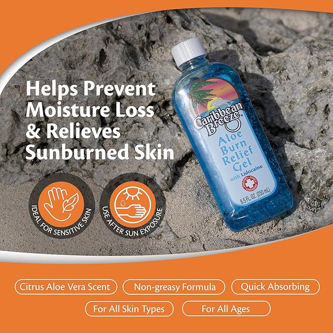 Caribbean Breeze Aloe Burn Relief, Vitamin 100% Aloe 8.5 oz (250 ml)