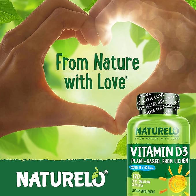 NATURELO Vitamin D 2500 IU D3 Supplement 120 Capsules