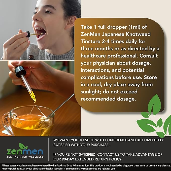 Japanese Knotweed Premium USDA Organic 3rd Party Tested Tincture - 1:5 Herb Strength Ratio - Tick Wellness Aid and Immune Support Supplement - Made in The USA