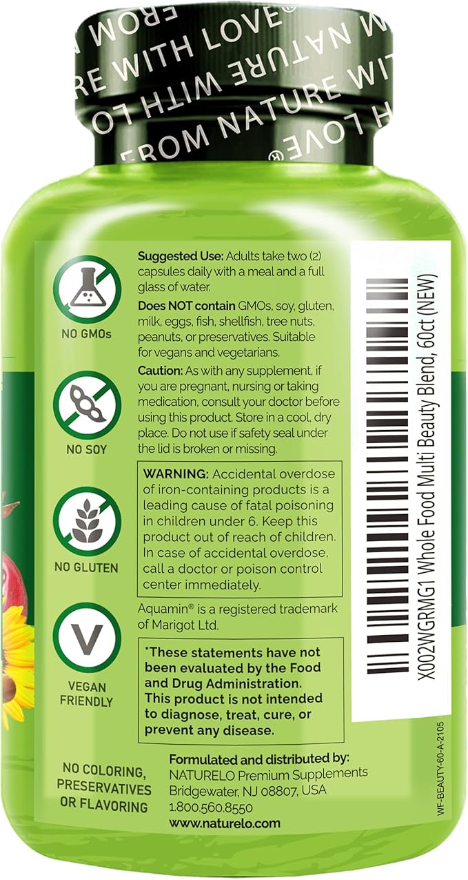 NATURELO Whole Food Multivitamin with Extra 60 Vegan