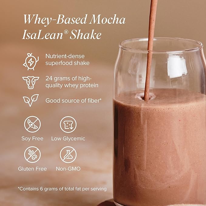 IsaLean Protein Shake - Complete Superfood Meal Replacement for Maintaining Healthy Weight and Lean Muscle Growth with 24 Vitamins and Minerals - 28.6 oz - 14 Meal Canister (Mocha) - Canister