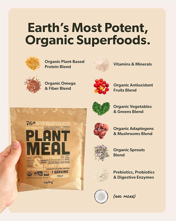 Plant Meal Replacement Shake 25g of 76+ Organic 1 Serving