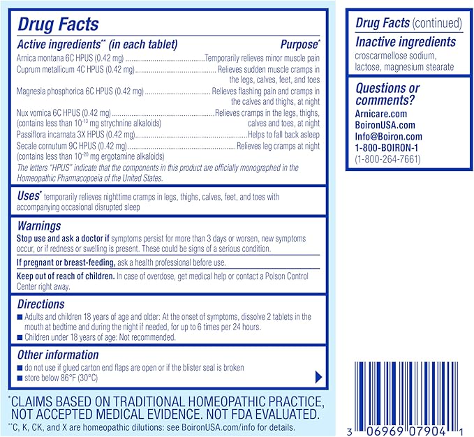 Boiron Arnicare Leg Cramps PM 60 Tablets