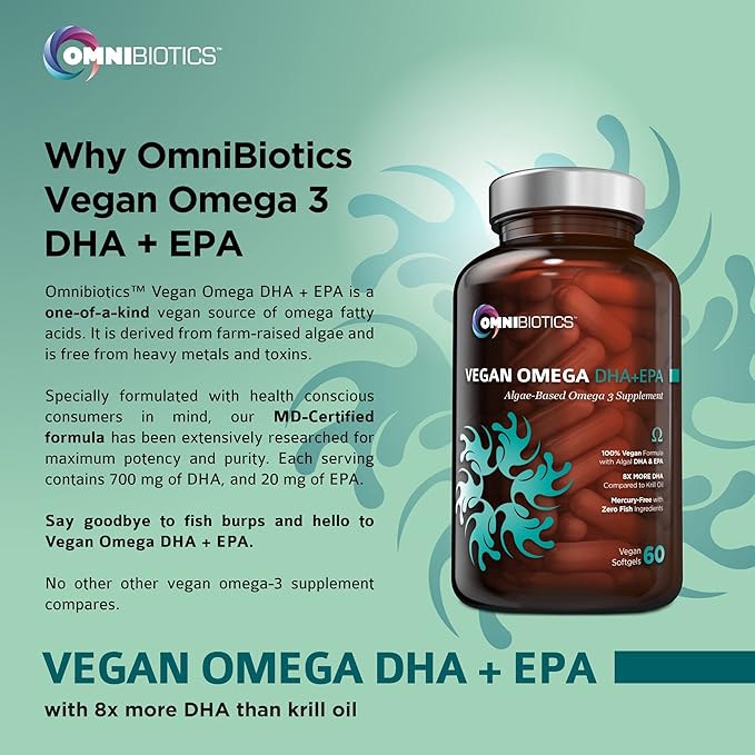 Vegan Omega DHA+EPA 8X More Omega-3, Omega-6, Omega-6, DHA,