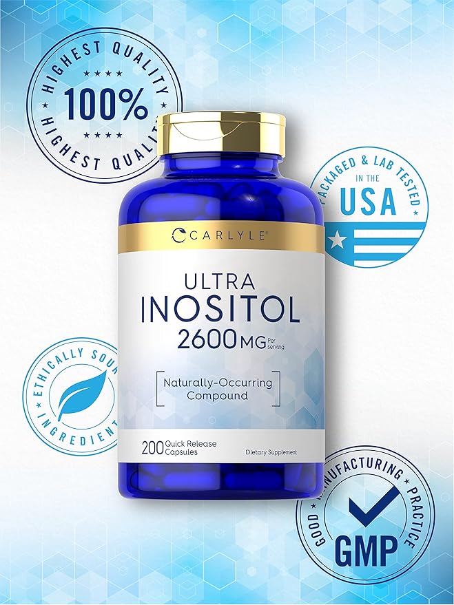 Carlyle Inositol Supplement | 2600mg Capsules | 200 Count | Non-GMO, Gluten Free Myo-Inositol Supplement