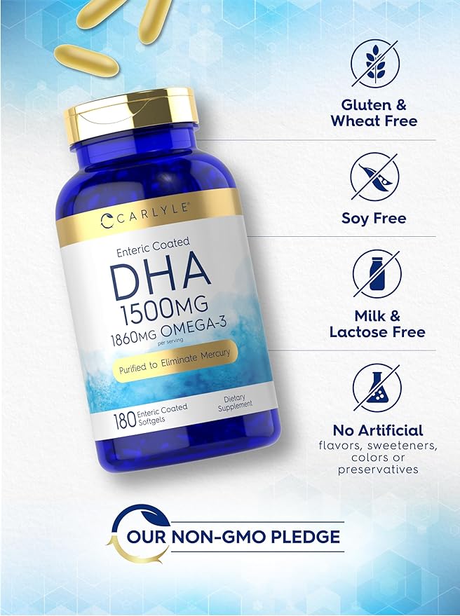 Carlyle DHA Supplement 1500mg 180 Softgels Omega-3 Supplement