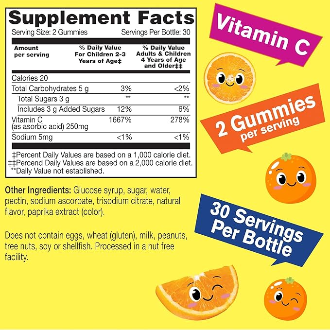 Kids Vitamin C Gummies (250mg) - 60 Gummies